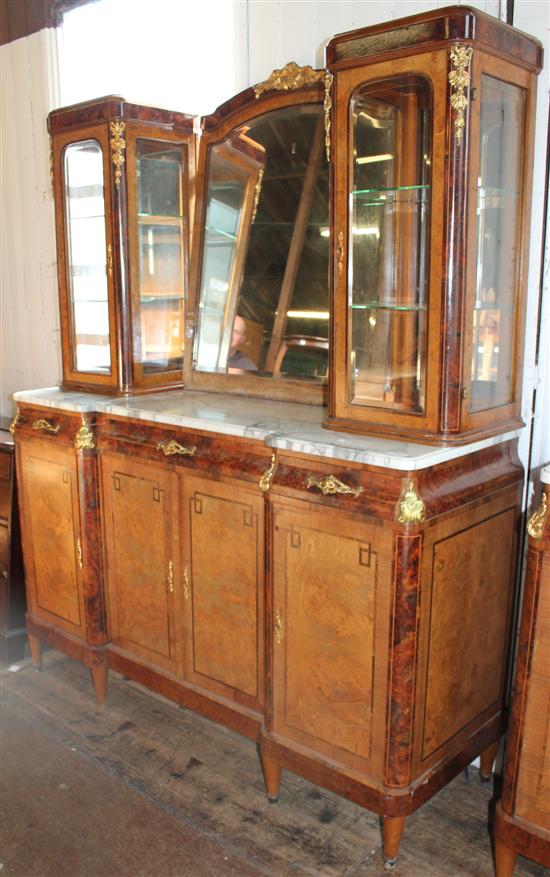 Continental burr ash and yewwood mirror back sideboard